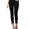 Women'S Vervet | Mid Rise Uneven Raw Hem Crop Skinny Jeans Black