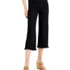 Women'S INC International Concepts | High Rise Frayed Hem Cropped Wide Leg Jeans Black