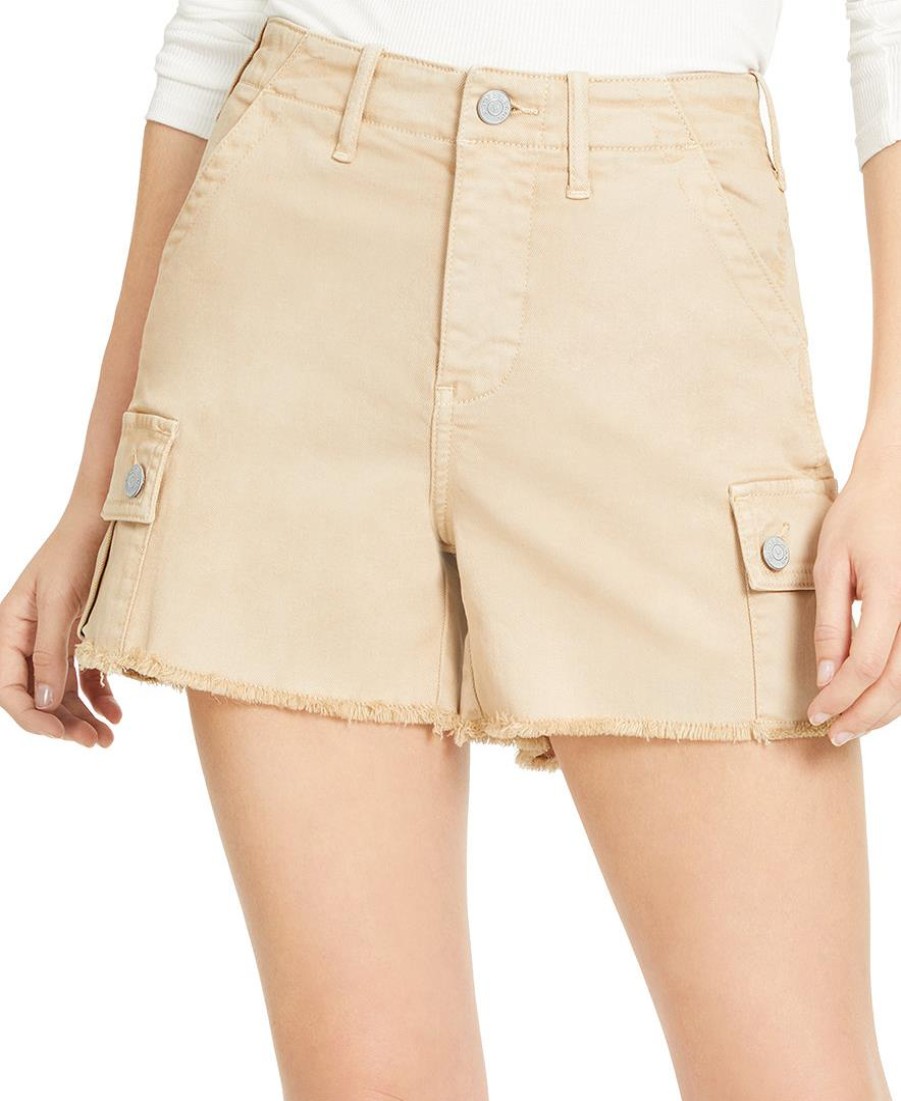 Women'S Vigoss Jeans | Raw-Edge High-Rise Cargo Shorts Beige