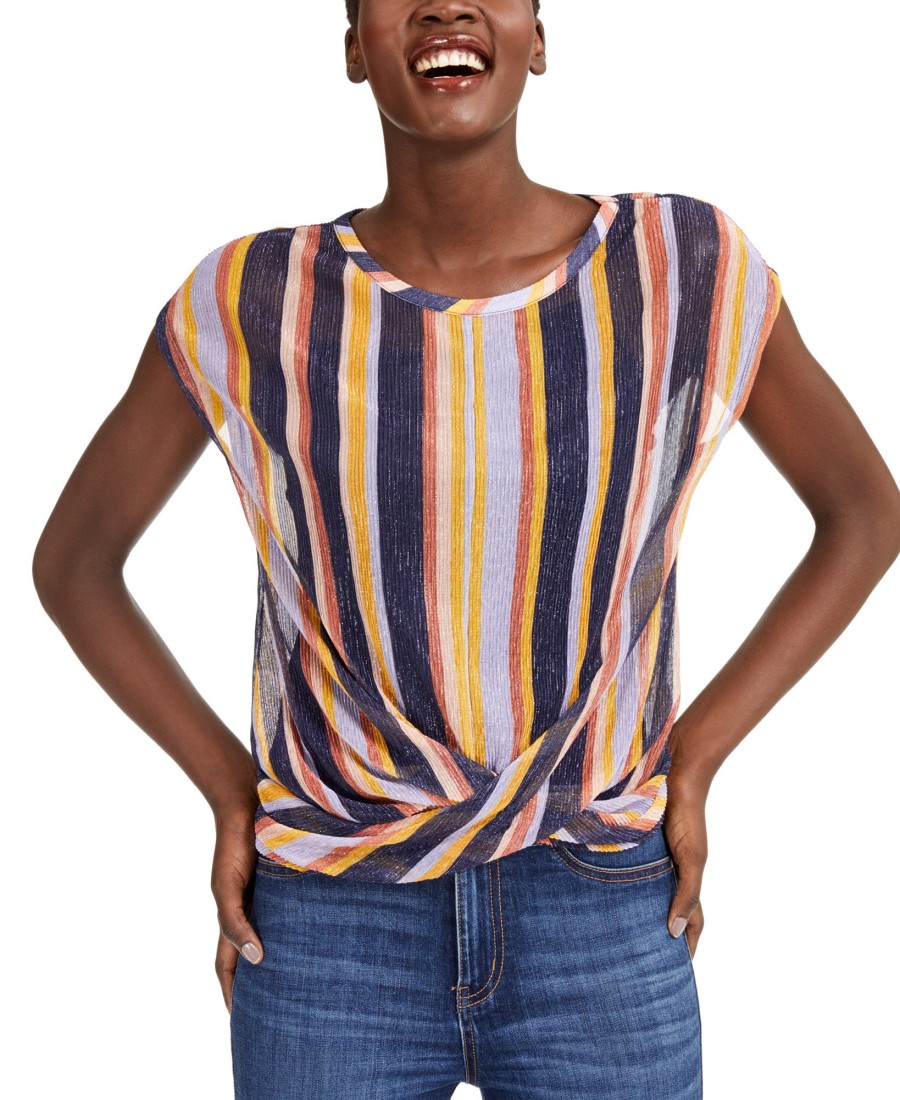 Women'S INC International Concepts | Twist-Hem Top Regent Stripe