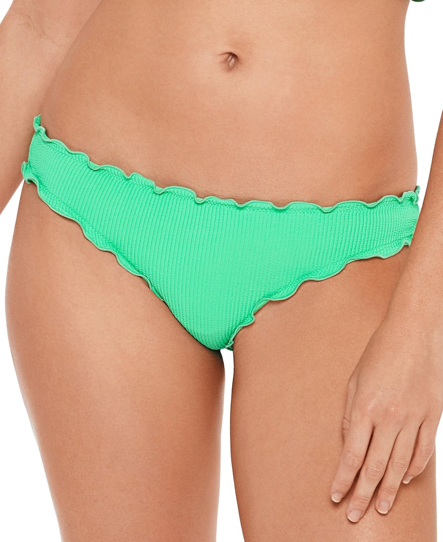 Juniors' Salt + Cove | Juniors' Pucker Up Ruffled Hipster Bikini Bottoms Leaf Green