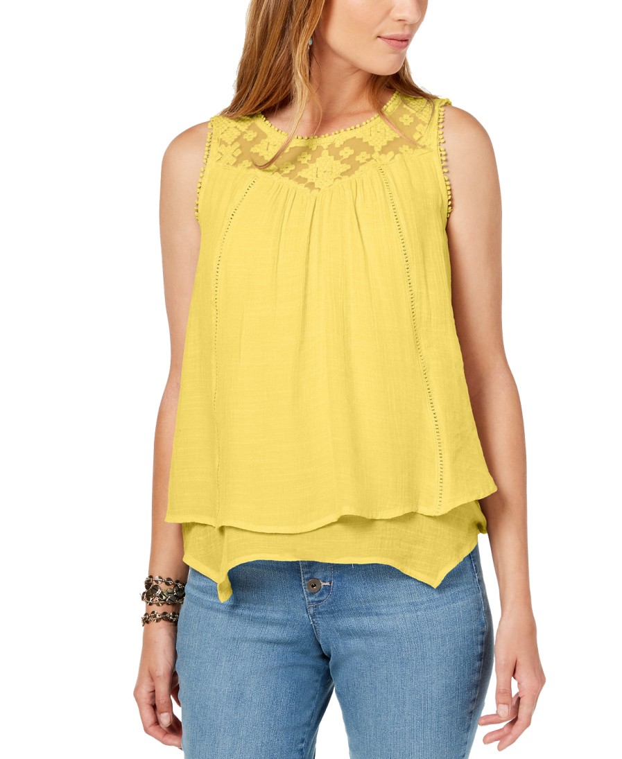 Women'S Style & Co | Lace-Trim Swing Top