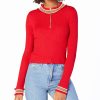 Juniors' Planet Gold | Juniors' Ribbed Zip-Up Sweater Tango Red Combo