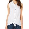 Women'S Style & Co | Petite Tie-Front Button-Up Top Bright White