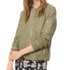 Women'S MICHAEL Michael Kors | Leather Bomber Jacket Smoky Olive