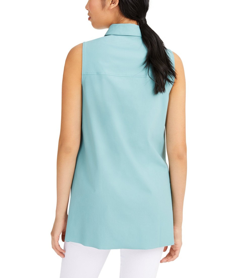 Juniors' Alfani | Sleeveless Knit Button-Front Tunic Precious Jade