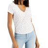 Juniors' Hippie Rose | Juniors' Lace-Trim Ribbed Top Ivory Floral