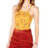 Juniors' Hippie Rose | Juniors' Smocked Crisscross-Strap Top Yellow Floral