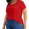 Women'S Style & Co | Plus Cotton Cuffed-Sleeve T-Shirt Loving Red