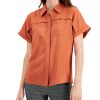 Women'S Alfani | Button-Front Short-Sleeve Top Cedar Chest