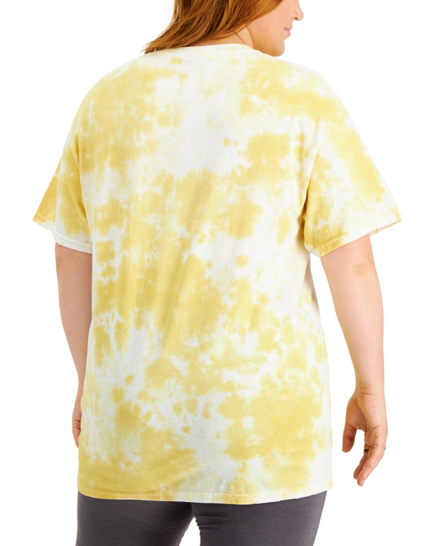 Women'S Love Tribe | Plus Trendy Tie-Dyed Cotton Graphic Print T-Shirt Honey Gold Cloud Wash