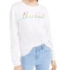 Juniors' Rebellious One | Juniors' Thankful Long-Sleeve Cotton T-Shirt White