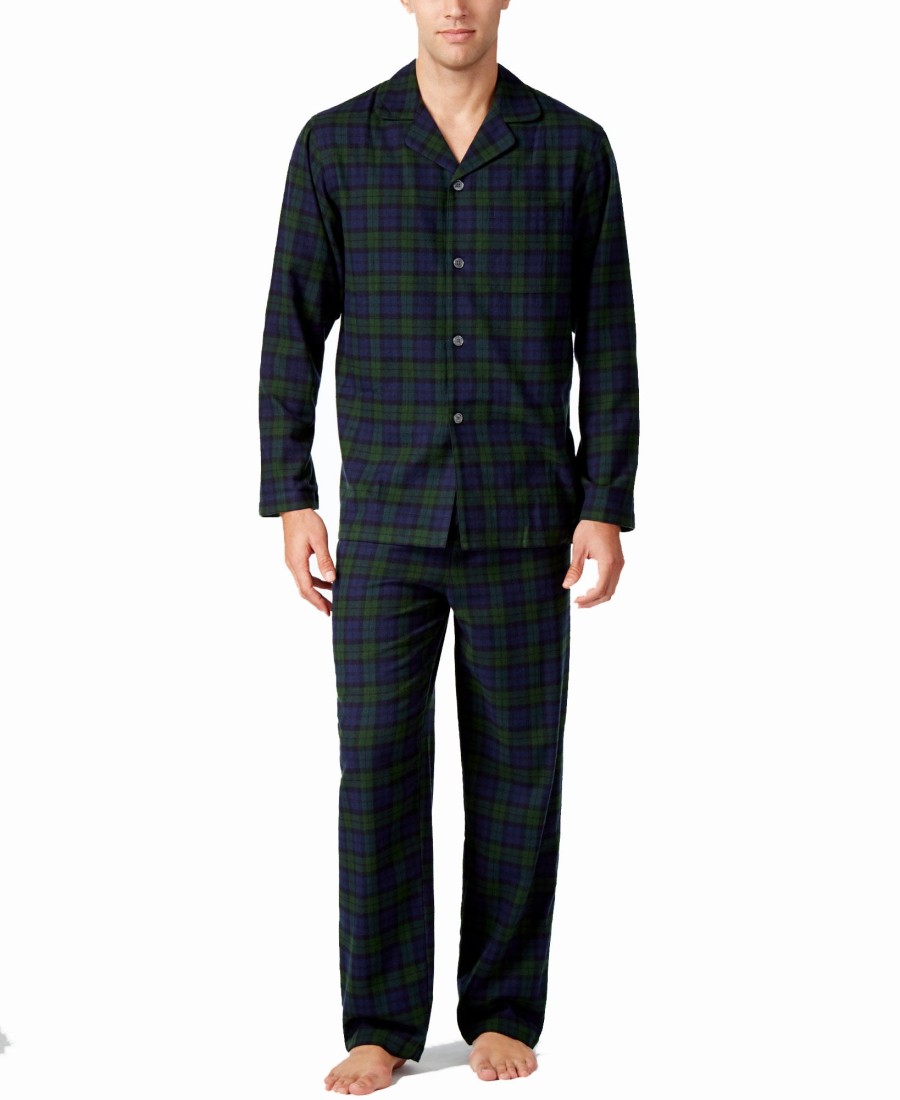 Men Club Room | Plaid Flannel Pajama Set Black Watch