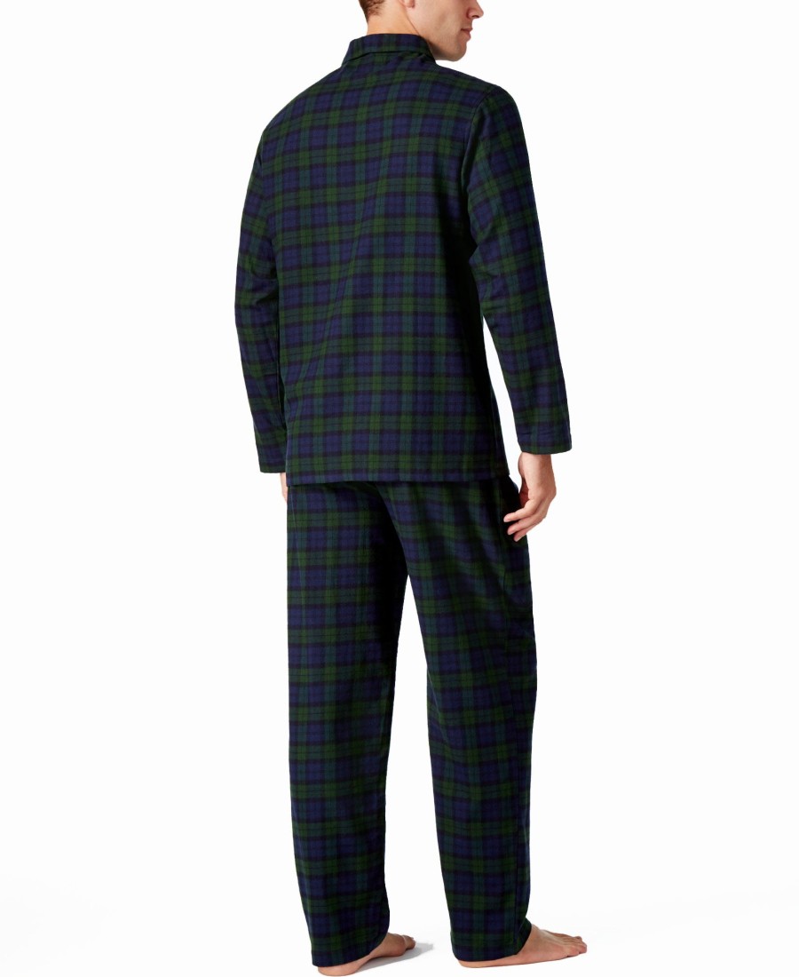 Men Club Room | Plaid Flannel Pajama Set Black Watch