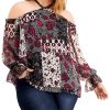 Women'S INC International Concepts | Plus Patchwork Cold-Shoulder Top Nomad Mix