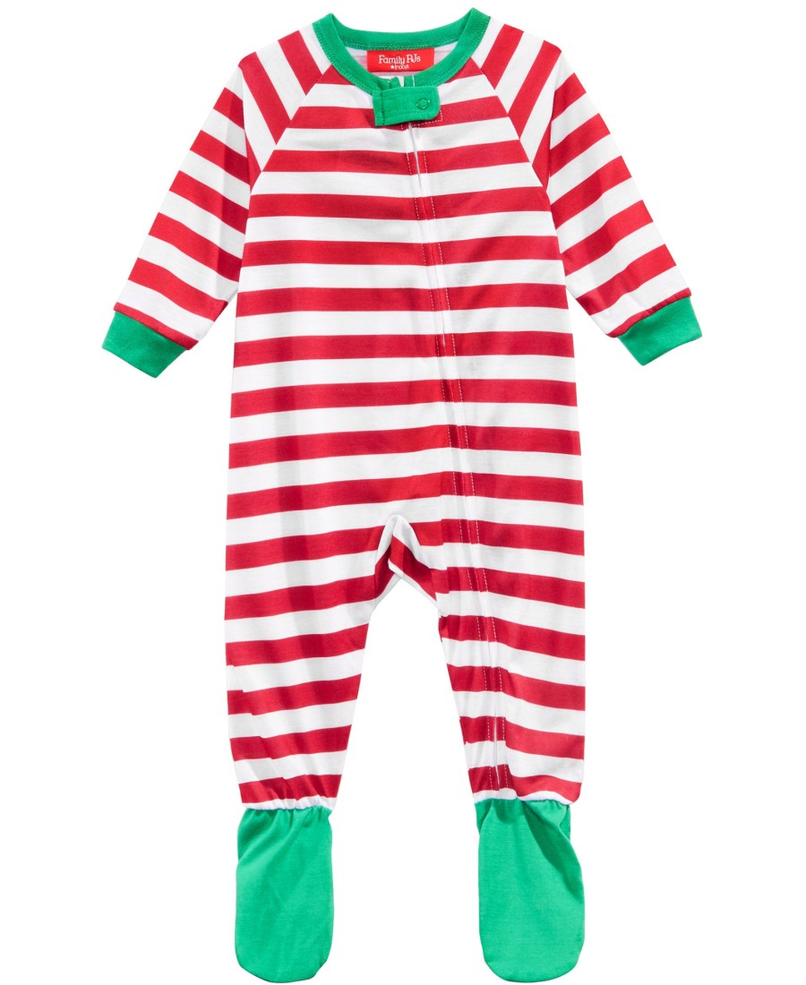 Babies & Infants Family Pajamas | Matching Infant Holiday Stripe Footed Pajamas Red Holiday