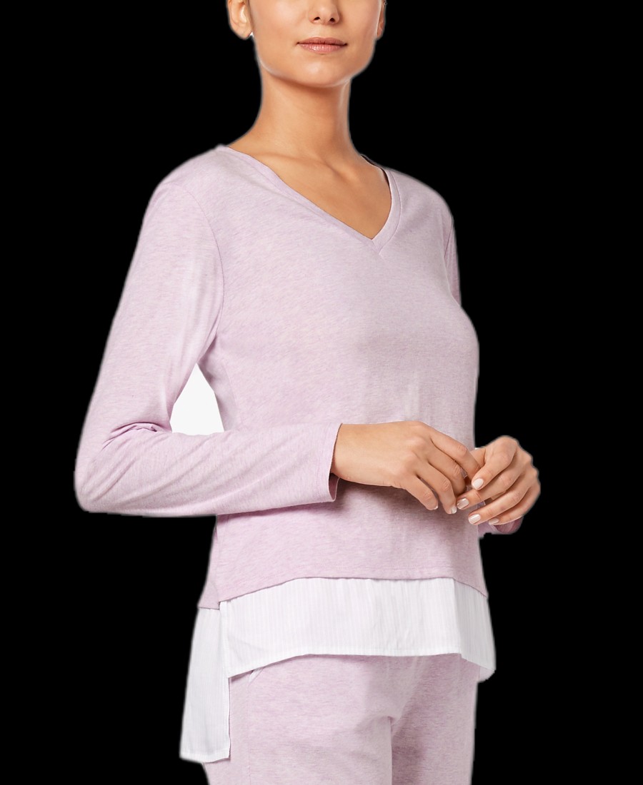 Women'S Alfani | Layered-Look Pajama Top Light Lilac