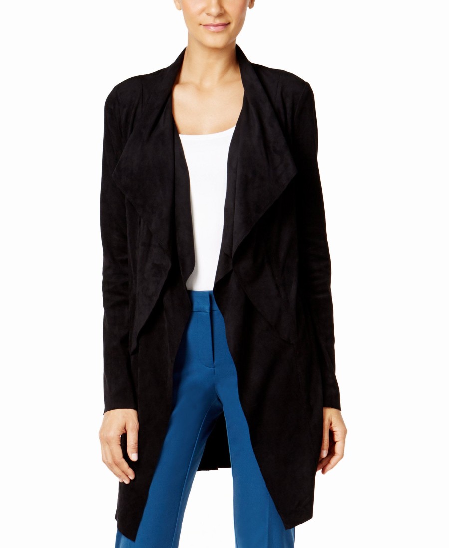 Juniors' Alfani | Faux-Suede Jacket Deep Black