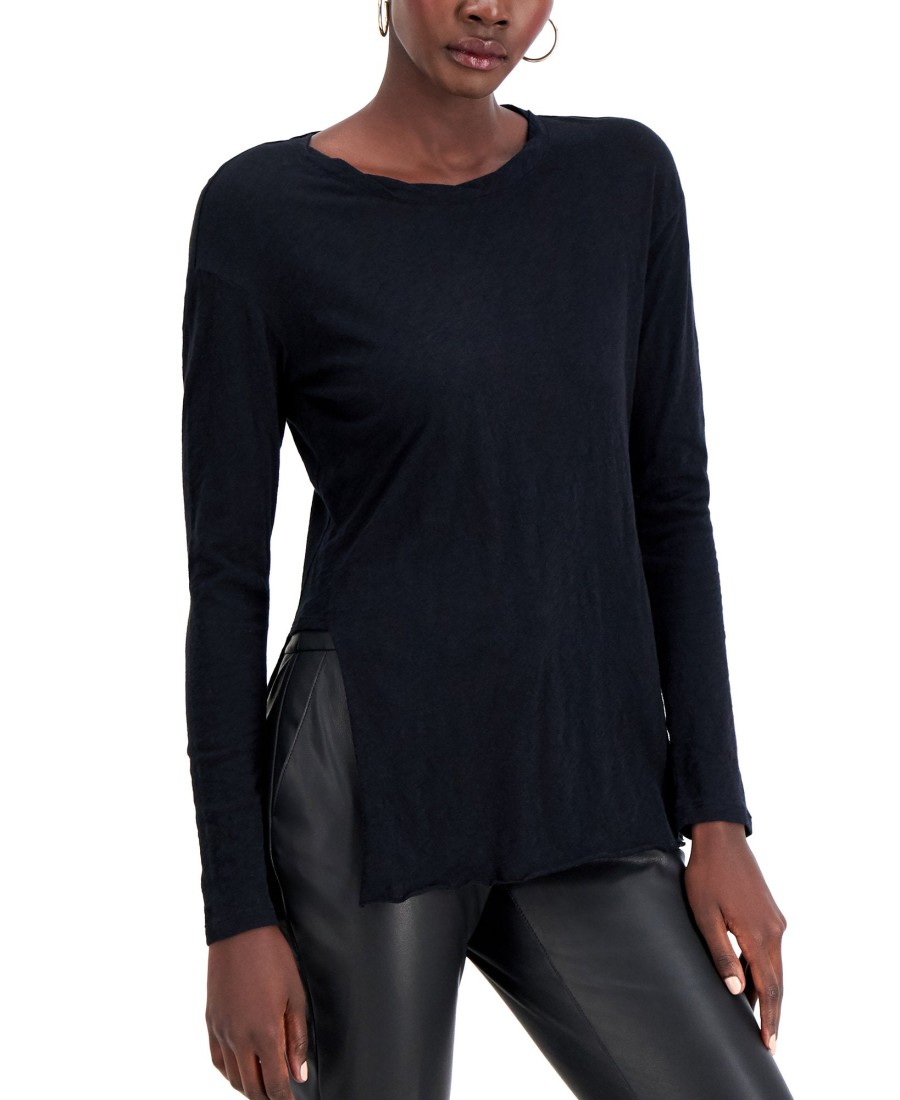 Women'S INC International Concepts | Cotton Textured Tunic Deep Black