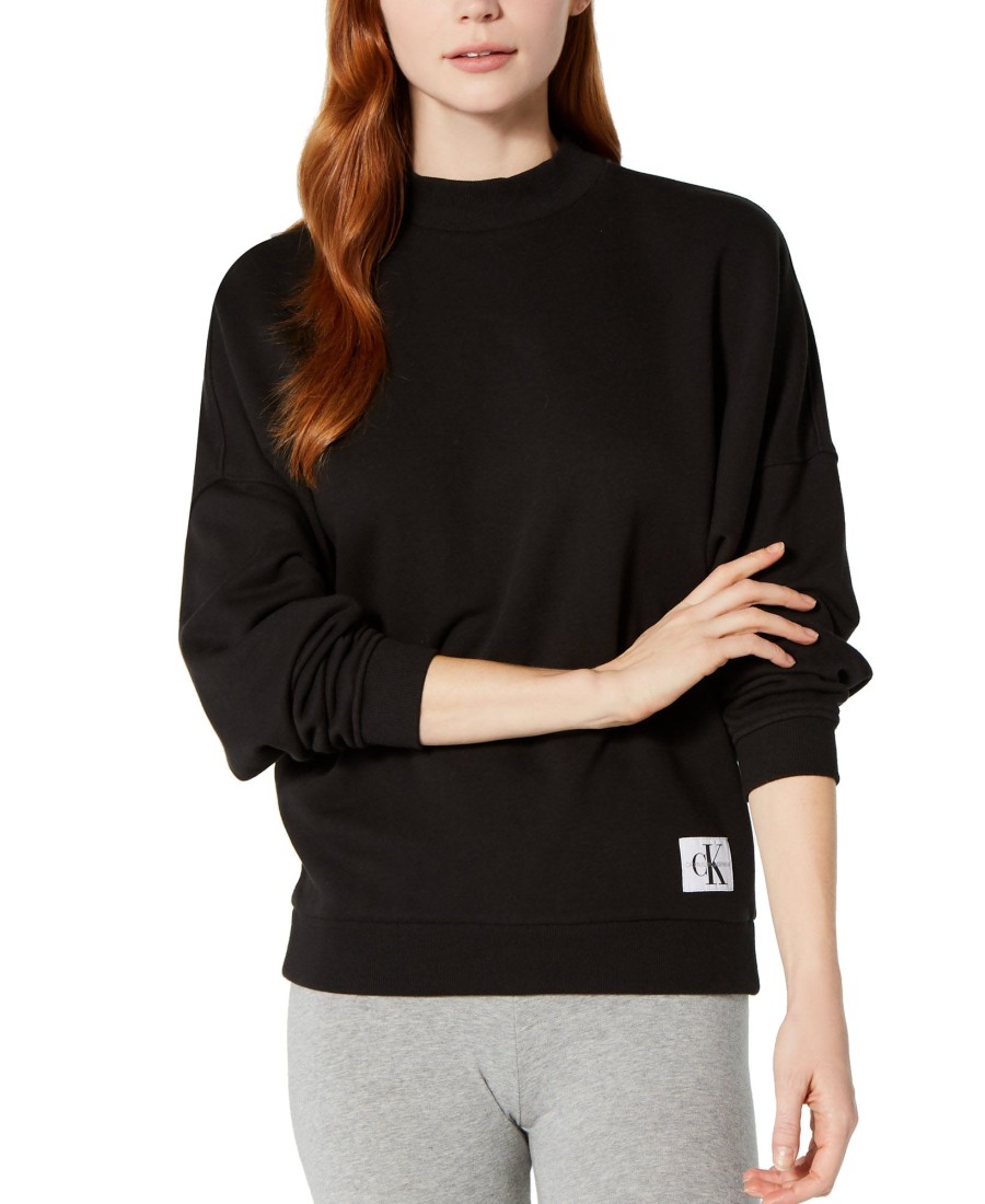 Women'S Calvin Klein | Monogram Lounge Long-Sleeve Sweatshirt Grey