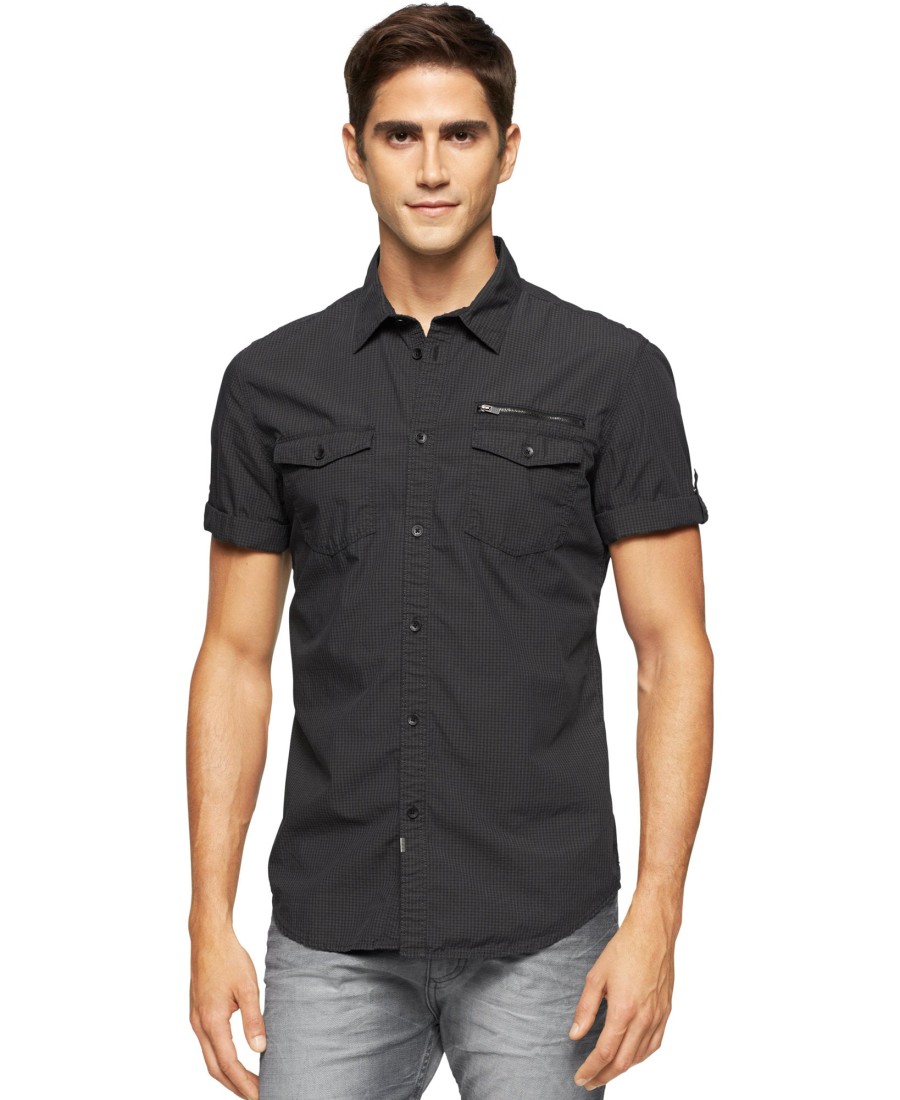 Men Calvin Klein Jeans | Mini-Check Shirt Black