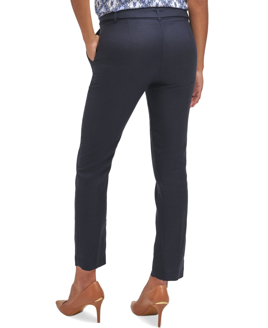 Women'S Calvin Klein | Belted Slim-Leg Pants Navy