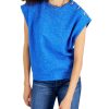 Women'S INC International Concepts | Tweed Button-Trim Top Cosmic Cobalt