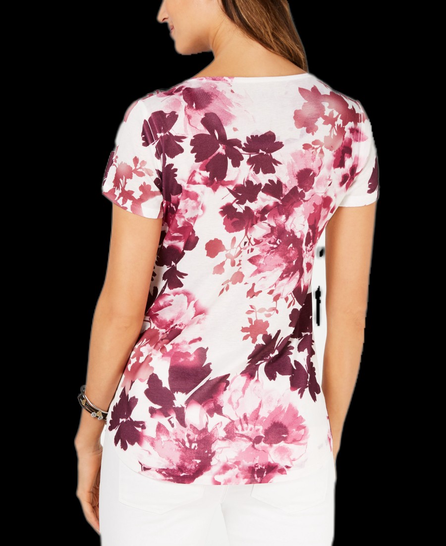 Women'S Style & Co | Floral-Print Scoop-Neck Top Taylor Leaf