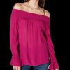 Women'S INC International Concepts | Smocked Off-The-Shoulder Top Magenta Flame