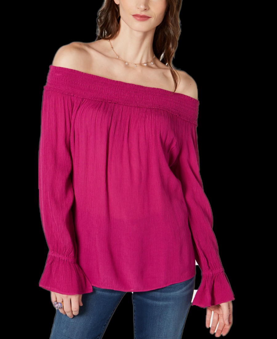 Women'S INC International Concepts | Smocked Off-The-Shoulder Top Magenta Flame