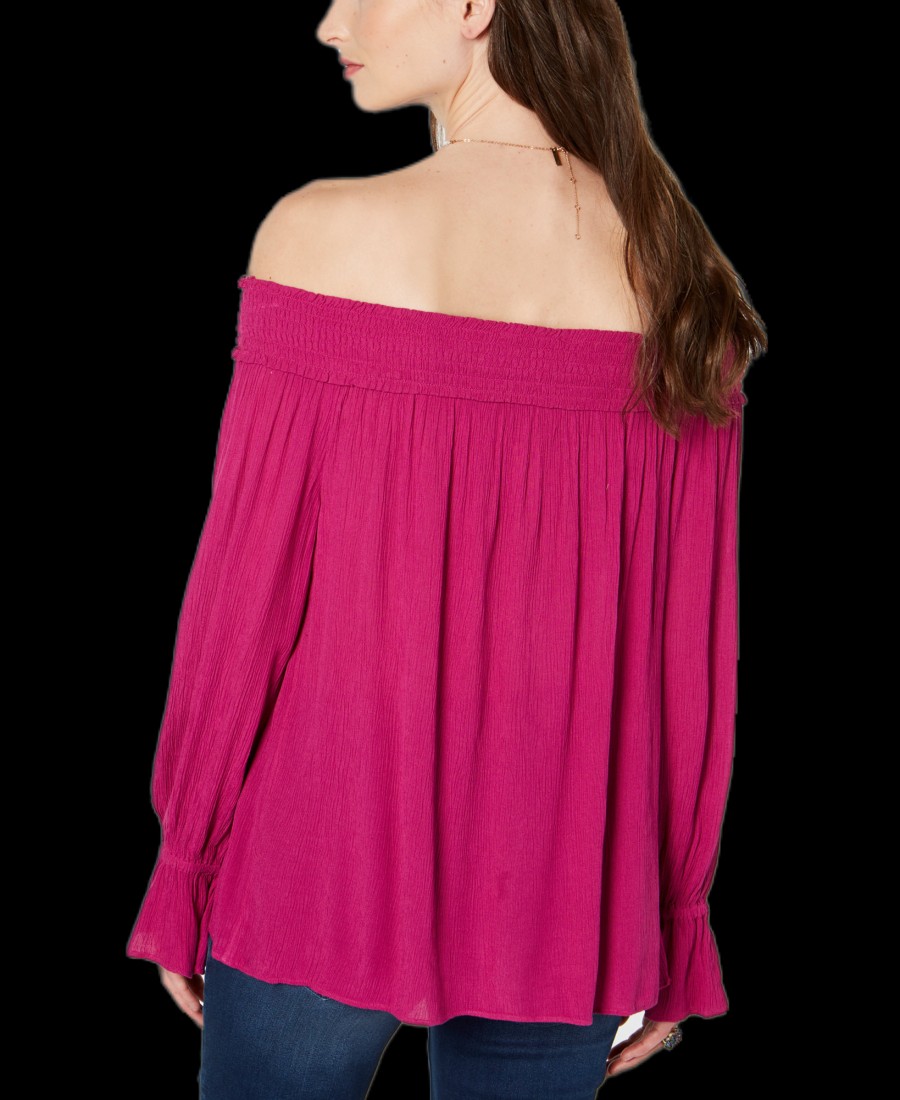 Women'S INC International Concepts | Smocked Off-The-Shoulder Top Magenta Flame