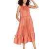 Women'S Alfani | Pleated Tiered Midi Sleeveless Dress Cedar Chest