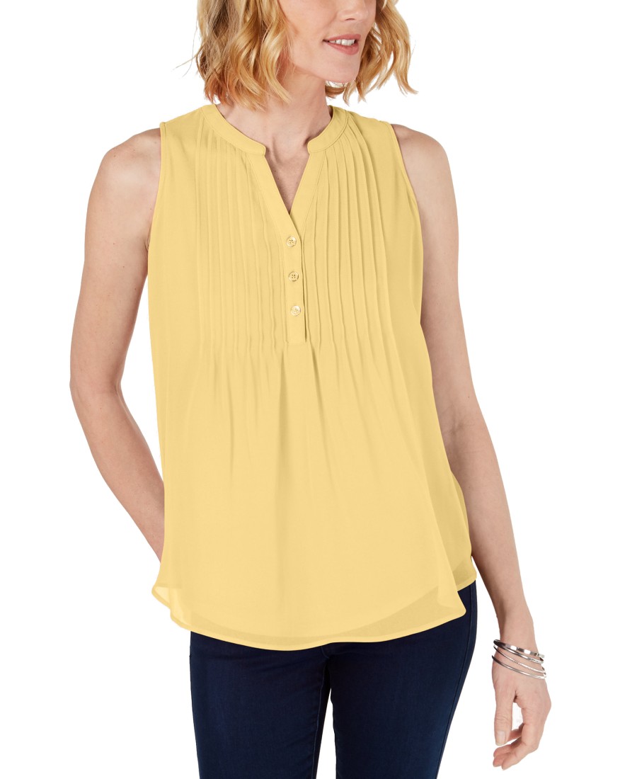 Women'S Charter Club | Sleeveless Pintuck Blouse