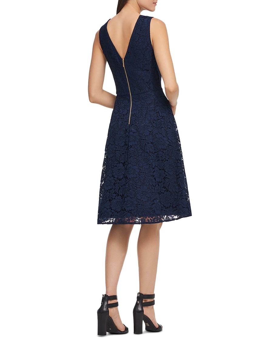 Women'S Donna Karan | Lace Fit-And-Flare Dress Dark Navy