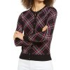 Women'S Charter Club | Plaid Cardigan Sweater Deep Black Combo