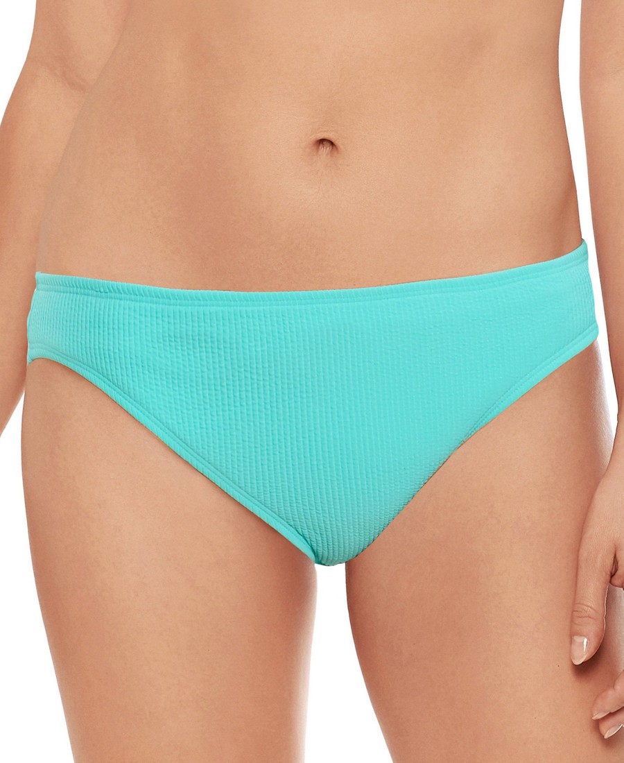 Juniors' Salt + Cove | Juniors' Crinkle Texture Hipster Bikini Bottoms Aqua Sea