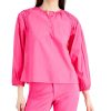 Women'S Charter Club | Cotton Puff-Sleeve Top Pink Lightning