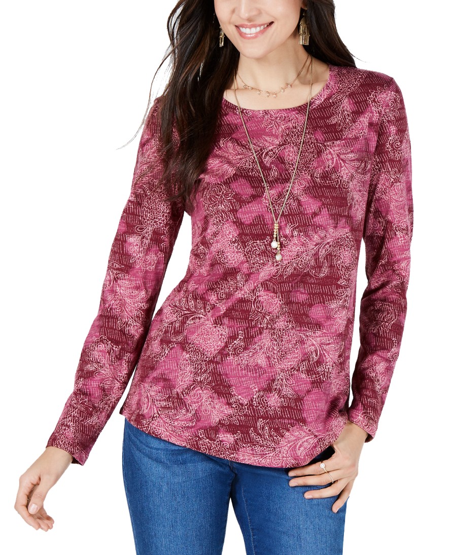 Women'S Style & Co | Printed Top Red Combo