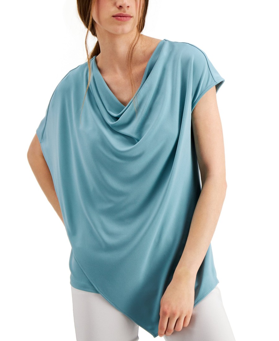 Women'S Alfani | Asymmetrical Drape Neck Top Precious Jade