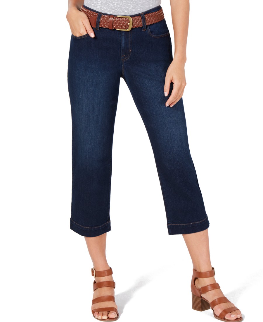 Women'S Style & Co | Belted Denim Capri Pants Caneel